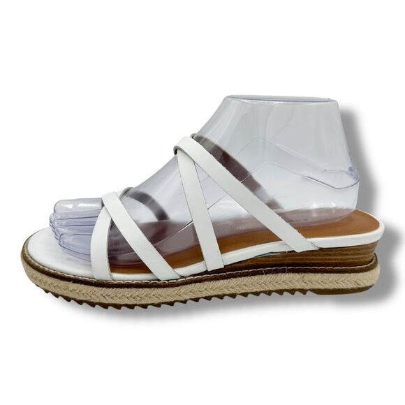 White Lucky Brand Nemelli Strappy Platform‎ Wedge Sandals Sz 8 - Picture 1 of 11